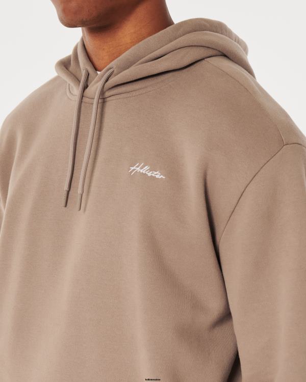 sweat à capuche décontracté à logo feel good Hommes brun Hollister hauts RRRJX961