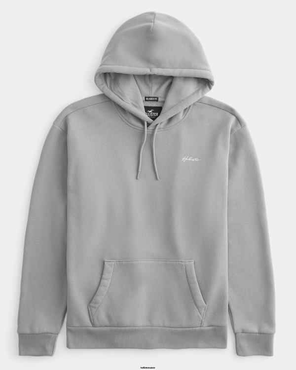 sweat à capuche décontracté à logo feel good Hommes gris foncé Hollister hauts RRRJX966