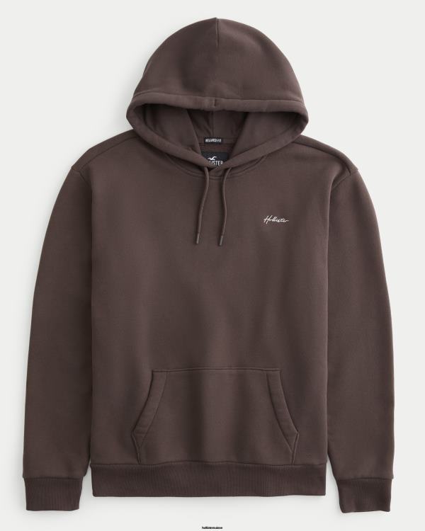 sweat à capuche décontracté à logo feel good Hommes marron foncé Hollister hauts RRRJX973