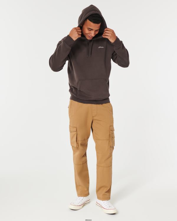 sweat à capuche décontracté à logo feel good Hommes marron foncé Hollister hauts RRRJX973