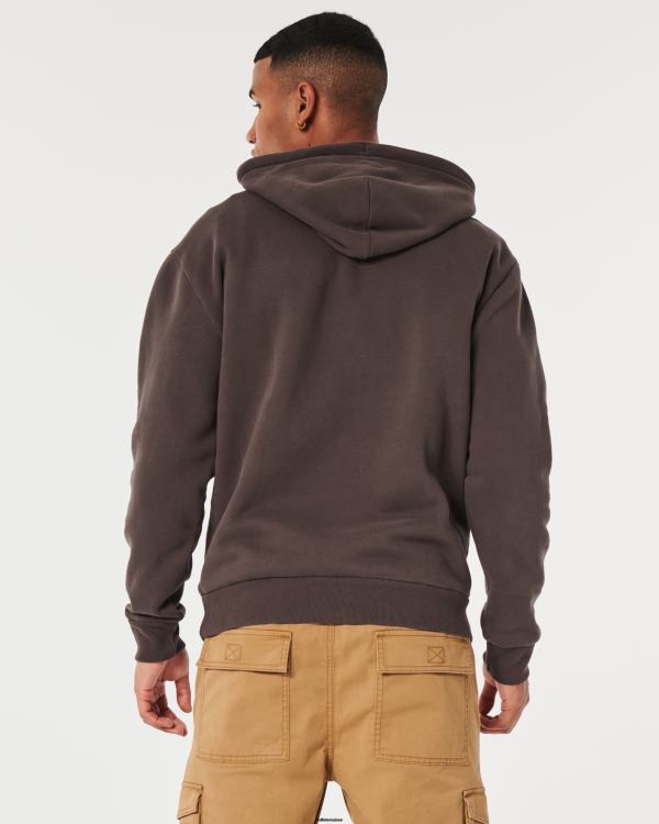 sweat à capuche décontracté à logo feel good Hommes marron foncé Hollister hauts RRRJX973