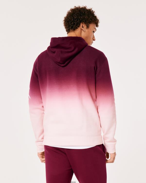 sweat à capuche graphique à logo ombré Hommes ombre bordeaux à rose Hollister hauts RRRJX1043