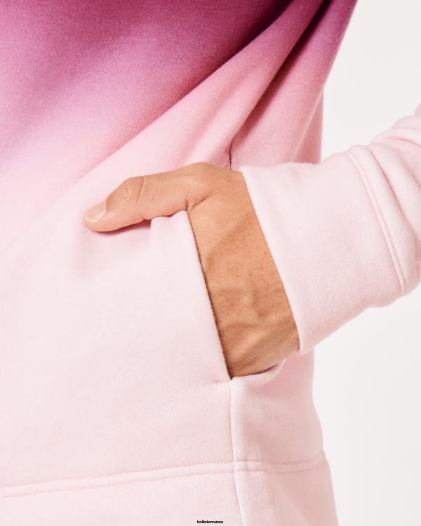 sweat à capuche graphique à logo ombré Hommes ombre bordeaux à rose Hollister hauts RRRJX1043