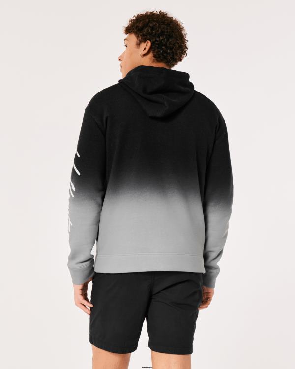 sweat à capuche graphique à logo ombré Hommes ombre noire à grise Hollister hauts RRRJX864