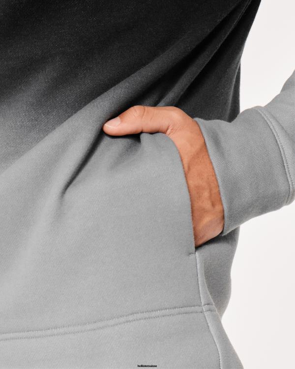 sweat à capuche graphique à logo ombré Hommes ombre noire à grise Hollister hauts RRRJX864