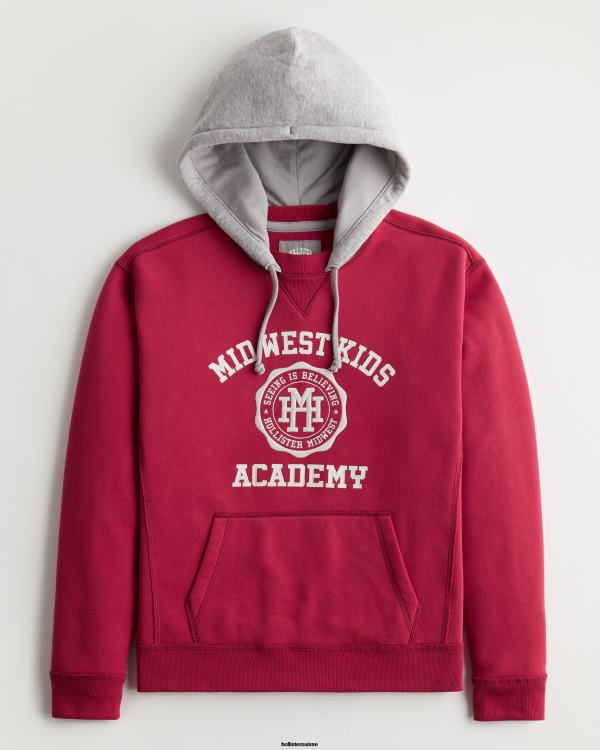sweat à capuche graphique à logo pour enfant Hommes rouge Hollister x Midwest hauts RRRJX978