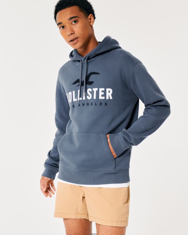 sweat à capuche à logo imprimé Hommes marine Hollister hauts RRRJX984