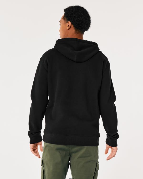 sweat à capuche à logo imprimé Hommes noir Hollister hauts RRRJX965