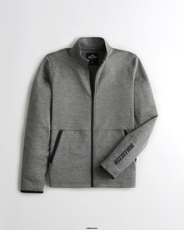 sweat-shirt zippé à col montant en polaire active Hommes gris chiné Hollister hauts RRRJX858