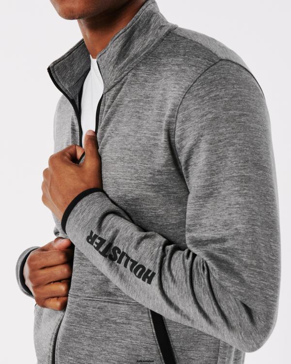 sweat-shirt zippé à col montant en polaire active Hommes gris chiné Hollister hauts RRRJX858