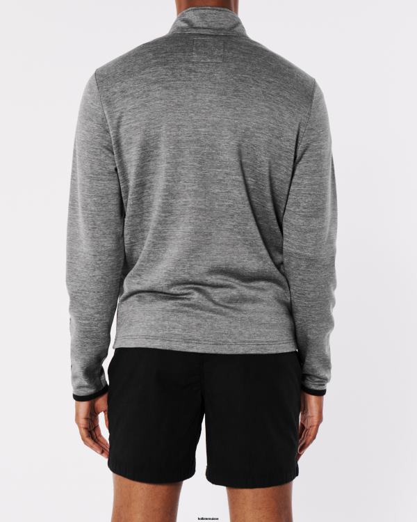 sweat-shirt zippé à col montant en polaire active Hommes gris chiné Hollister hauts RRRJX858