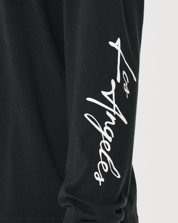 t-shirt graphique à manches longues Hommes noir Hollister hauts RRRJX809