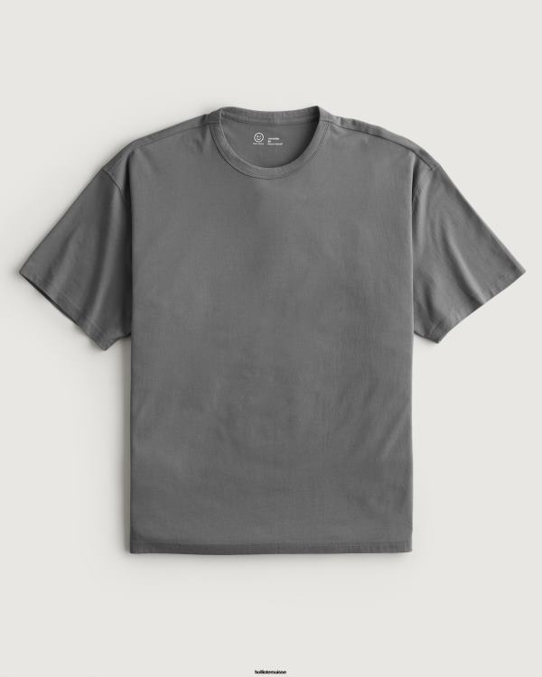 Gilly Hicks Active Essentials - T-shirt ras du cou oversize Hommes gris foncé Hollister hauts RRRJX977