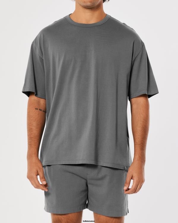 Gilly Hicks Active Essentials - T-shirt ras du cou oversize Hommes gris foncé Hollister hauts RRRJX977