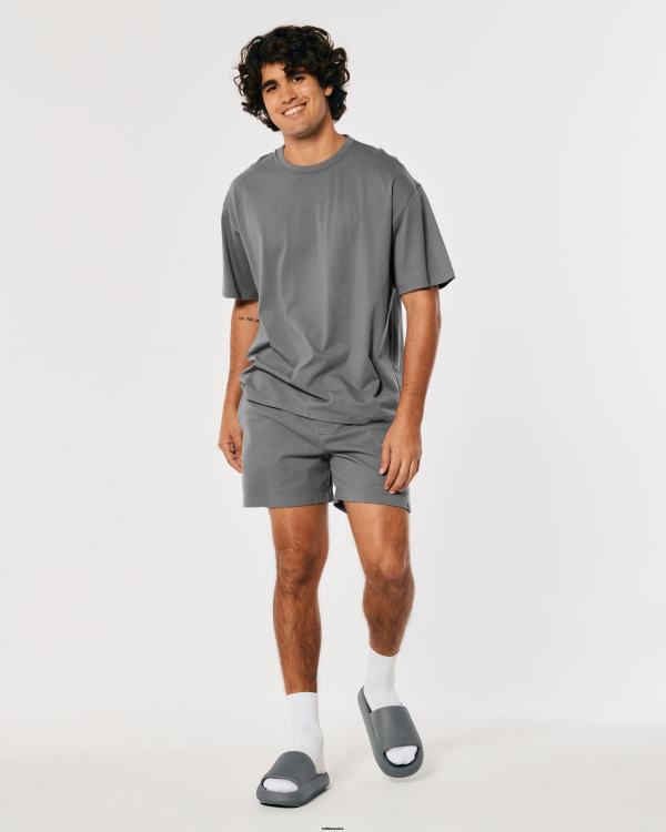 Gilly Hicks Active Essentials - T-shirt ras du cou oversize Hommes gris foncé Hollister hauts RRRJX977