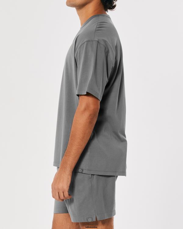 Gilly Hicks Active Essentials - T-shirt ras du cou oversize Hommes gris foncé Hollister hauts RRRJX977