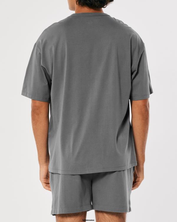 Gilly Hicks Active Essentials - T-shirt ras du cou oversize Hommes gris foncé Hollister hauts RRRJX977