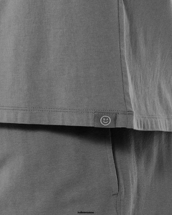 Gilly Hicks Active Essentials - T-shirt ras du cou oversize Hommes gris foncé Hollister hauts RRRJX977