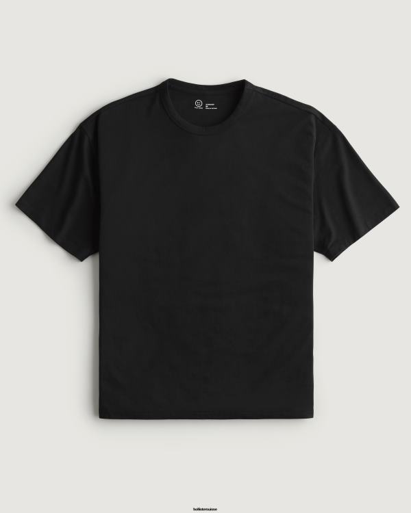 Gilly Hicks Active Essentials - T-shirt ras du cou oversize Hommes noir Hollister hauts RRRJX1082