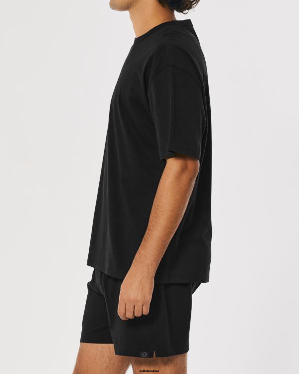 Gilly Hicks Active Essentials - T-shirt ras du cou oversize Hommes noir Hollister hauts RRRJX1082