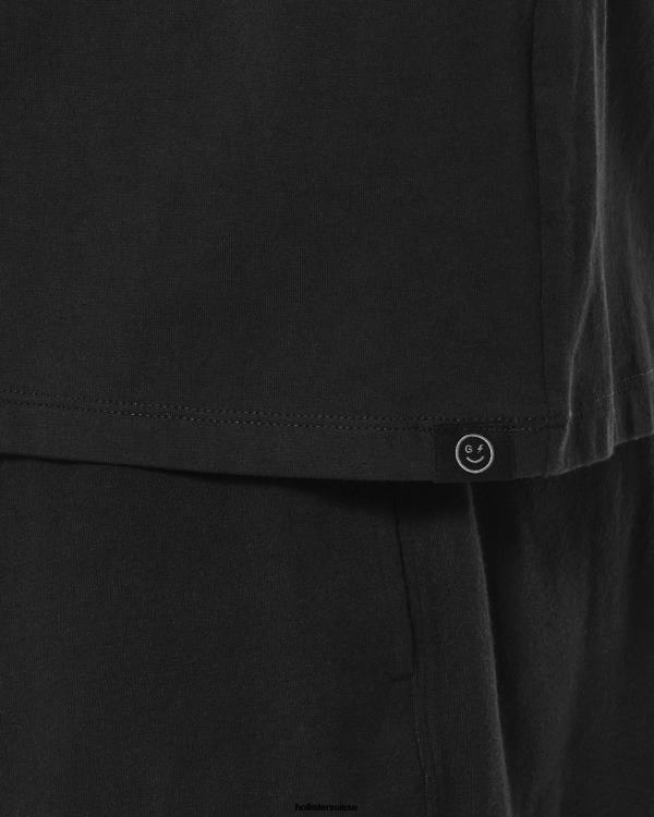 Gilly Hicks Active Essentials - T-shirt ras du cou oversize Hommes noir Hollister hauts RRRJX1082