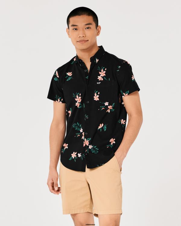 chemise boutonnée à fleurs Hommes fleuri noir Hollister hauts RRRJX1001