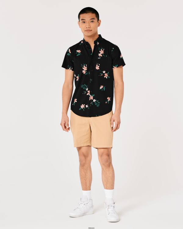 chemise boutonnée à fleurs Hommes fleuri noir Hollister hauts RRRJX1001