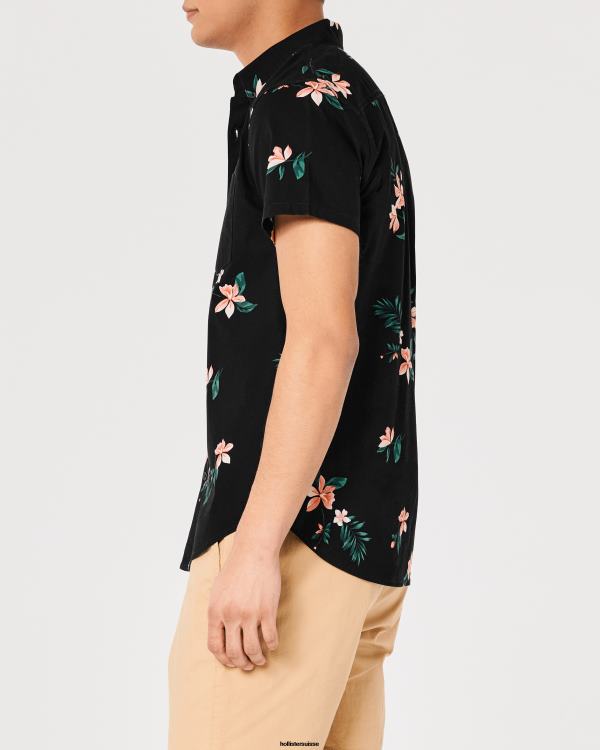 chemise boutonnée à fleurs Hommes fleuri noir Hollister hauts RRRJX1001