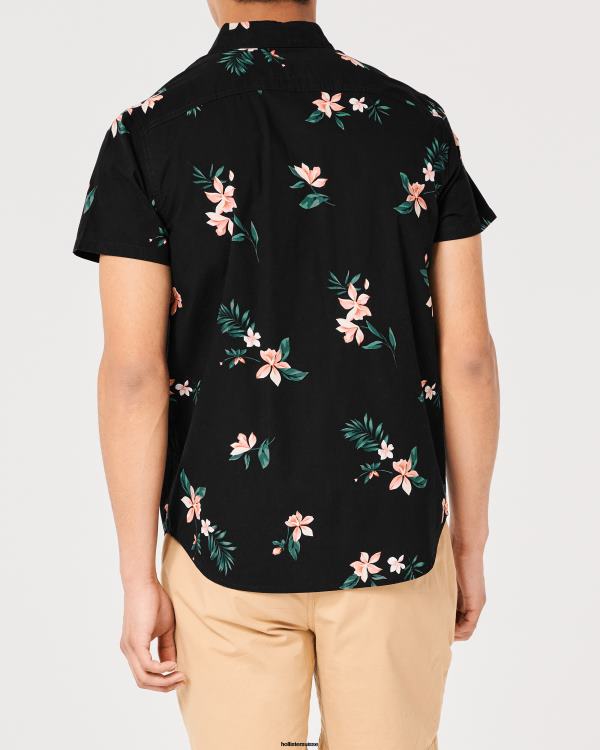 chemise boutonnée à fleurs Hommes fleuri noir Hollister hauts RRRJX1001
