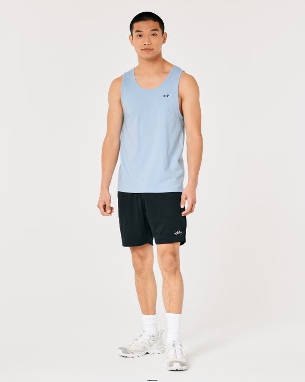 débardeur à logo en coton Hommes bleu clair Hollister hauts RRRJX837