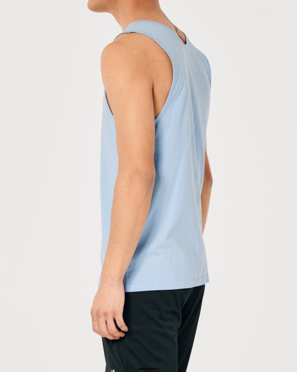 débardeur à logo en coton Hommes bleu clair Hollister hauts RRRJX837