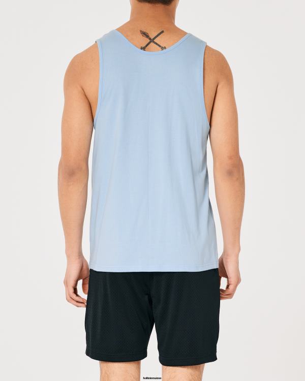débardeur à logo en coton Hommes bleu clair Hollister hauts RRRJX837