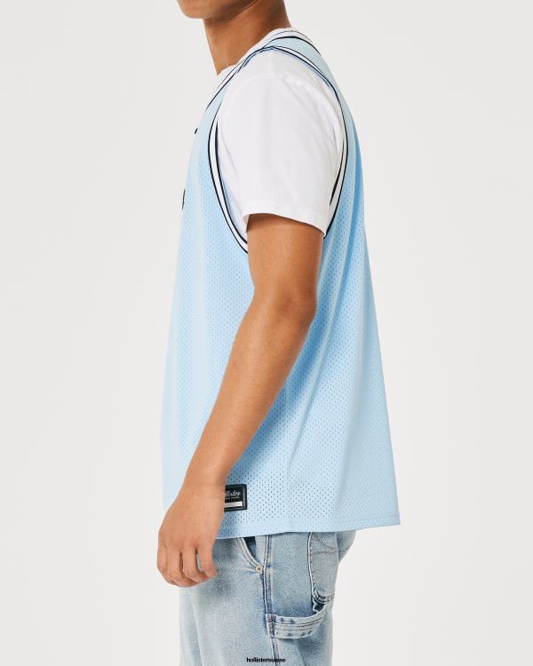 débardeur à logo en mesh Hommes bleu clair Hollister hauts RRRJX1077