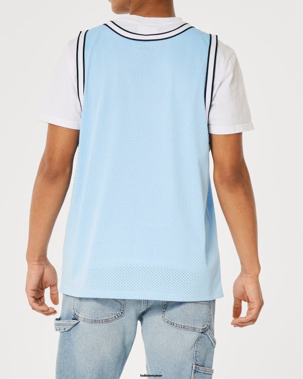 débardeur à logo en mesh Hommes bleu clair Hollister hauts RRRJX1077