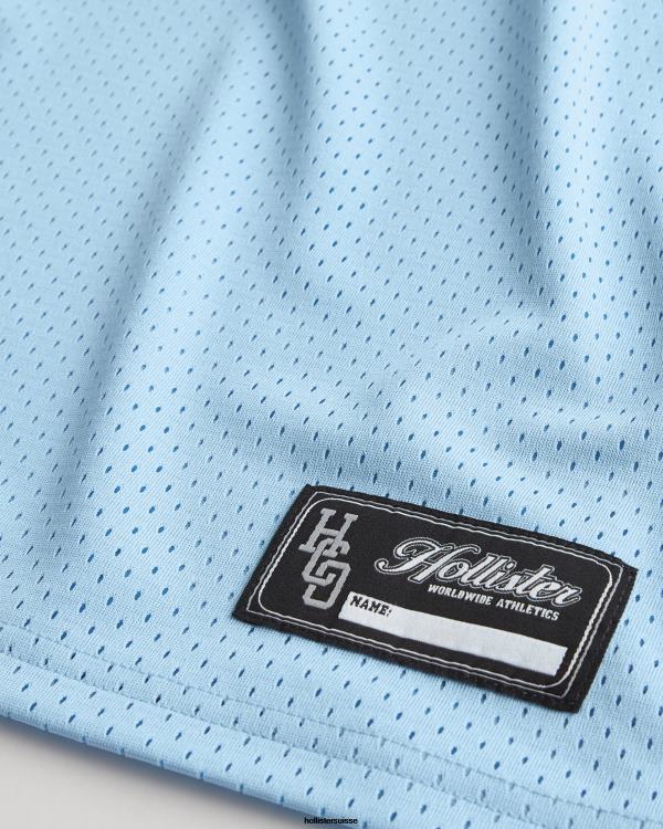 débardeur à logo en mesh Hommes bleu clair Hollister hauts RRRJX1077