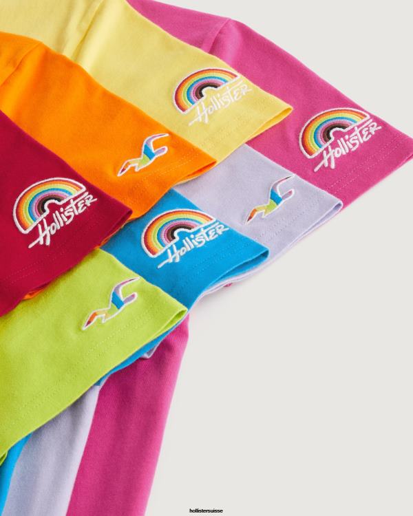 fierté logo équipage t-shirts Hommes multi 7 lumineux Hollister hauts RRRJX74