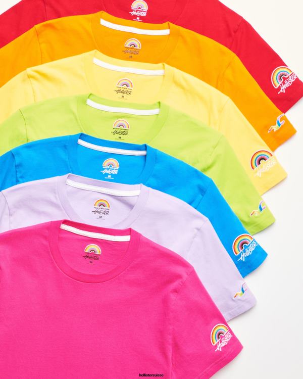 fierté logo équipage t-shirts Hommes multi 7 lumineux Hollister hauts RRRJX74