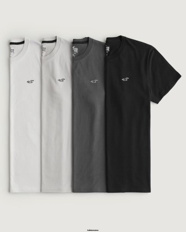 lot de 4 t-shirts à logo iconique Hommes icône du logo multi 4 Hollister hauts RRRJX1091