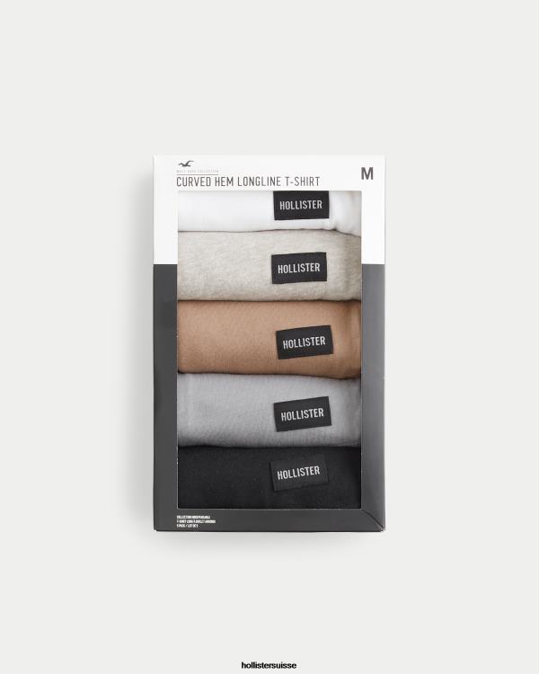 lot de 5 t-shirts longs à ourlet arrondi Hommes multi Hollister hauts RRRJX811