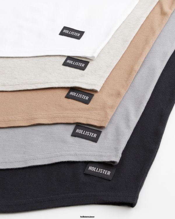 lot de 5 t-shirts longs à ourlet arrondi Hommes multi Hollister hauts RRRJX811