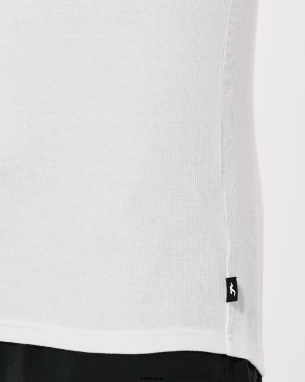 réservoir nervuré Hommes blanc Hollister hauts RRRJX898