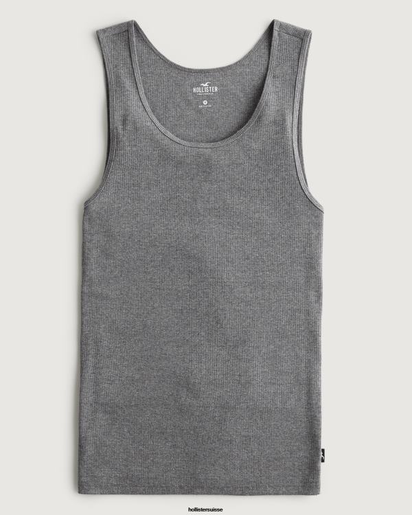 réservoir nervuré Hommes gris chiné Hollister hauts RRRJX1058