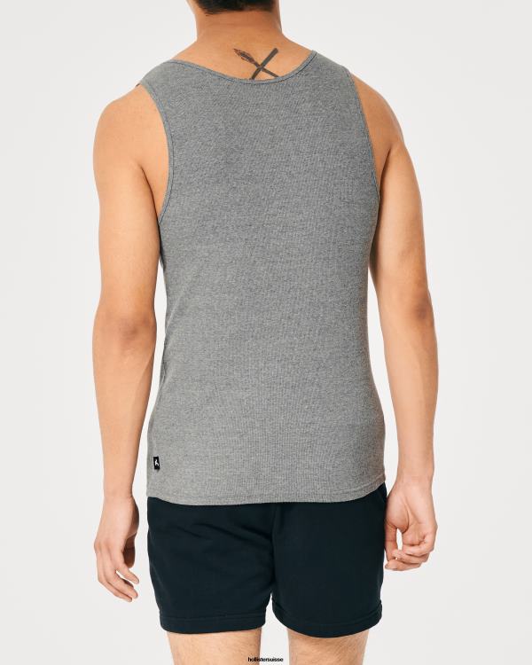 réservoir nervuré Hommes gris chiné Hollister hauts RRRJX1058