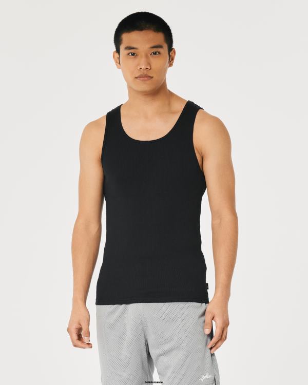 réservoir nervuré Hommes noir Hollister hauts RRRJX922