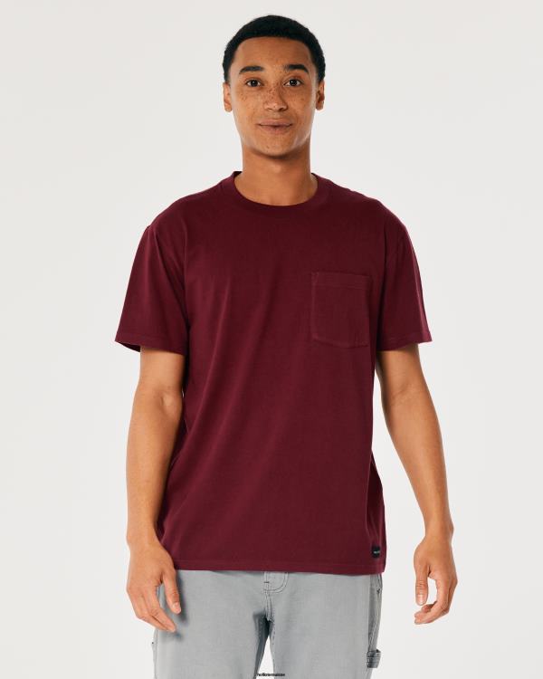 t-shirt ample à poche Hommes Bourgogne Hollister hauts RRRJX912