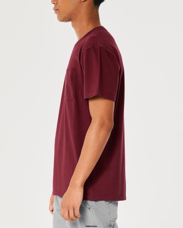 t-shirt ample à poche Hommes Bourgogne Hollister hauts RRRJX912