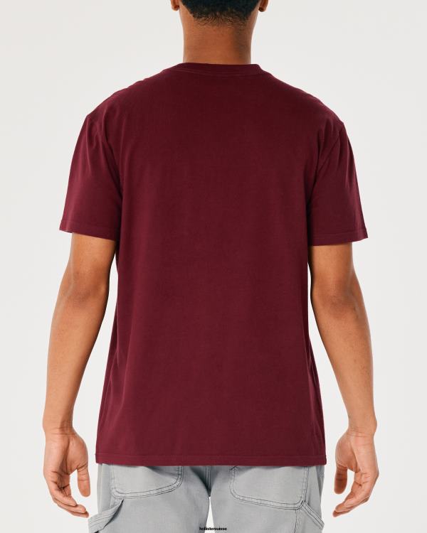 t-shirt ample à poche Hommes Bourgogne Hollister hauts RRRJX912