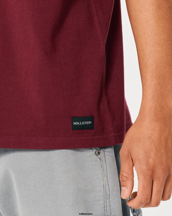 t-shirt ample à poche Hommes Bourgogne Hollister hauts RRRJX912