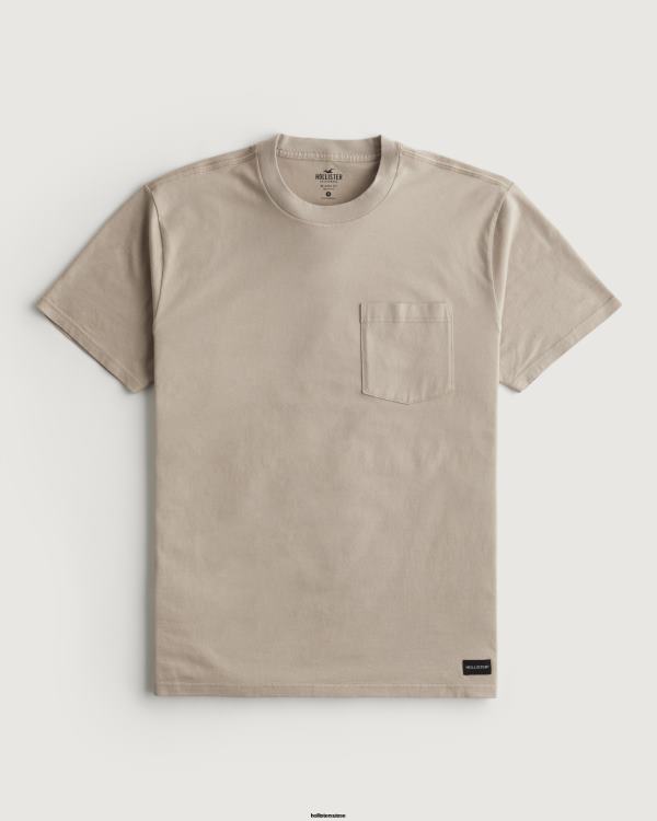 t-shirt ample à poche Hommes brun clair Hollister hauts RRRJX873