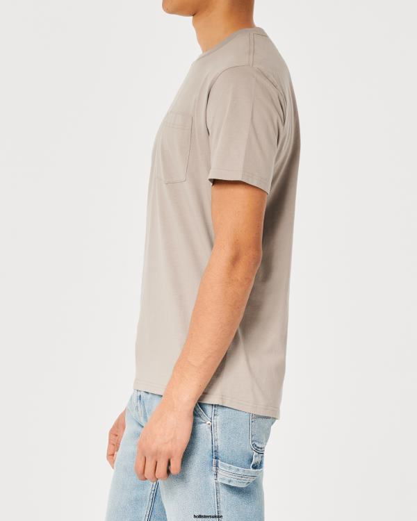 t-shirt ample à poche Hommes brun clair Hollister hauts RRRJX873